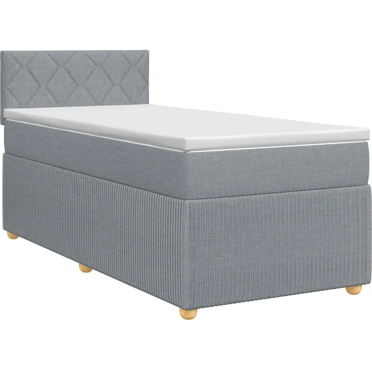 vidaXL Boxspringbett mit Matratze Hellgrau 90 x 200 cm Stoff 3451384 – Bild 2