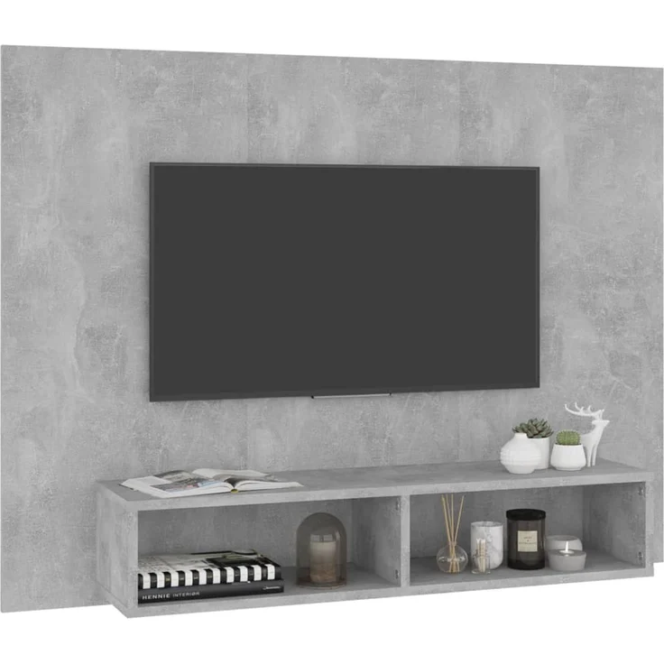 TV-Wandschrank, TV-Hängeboard Fernsehschrank Betongrau 120x23,5x90 cm Holzwerkstoff – Bild 5