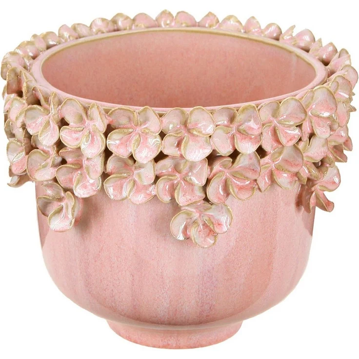 Viana Übertopf Keramik Blumentopf Rosa Ø16cm mit Blütenmuster Eleganz – Bild 1