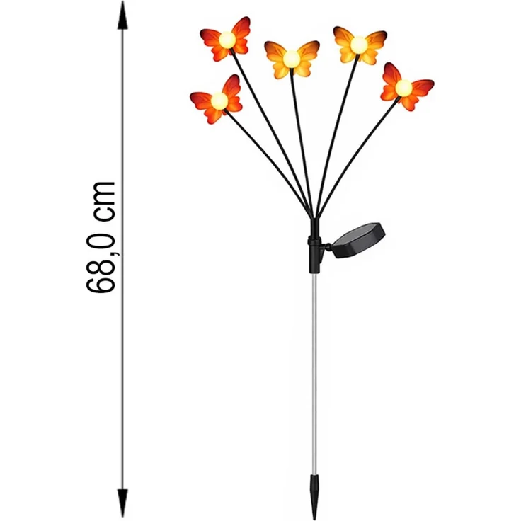 2x LED Solarleuchte, Stecklampe, Schmetterling, H 68 cm – Bild 10