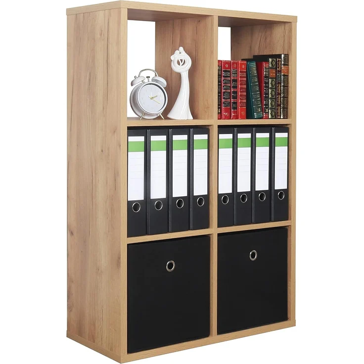 RICOO Regal 107 x 73 x 33 cm, Standregal Eiche braun WM079-EG Spannplatte aus Holz, Bücherregal Wandregal klein, Regale & Ablagen, schmales Regal, kleines Regal schmal, Büro Bücherregale