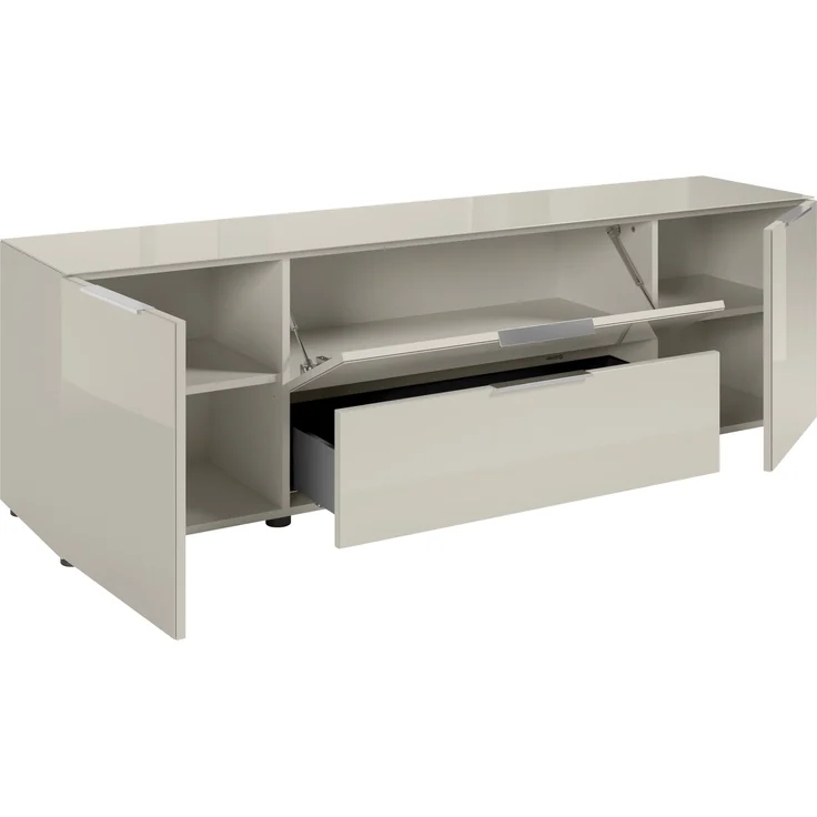Lowboard >Santorin< Glasfronten, in Kaschmir - 180x55x40cm (BxHxT) – Bild 6