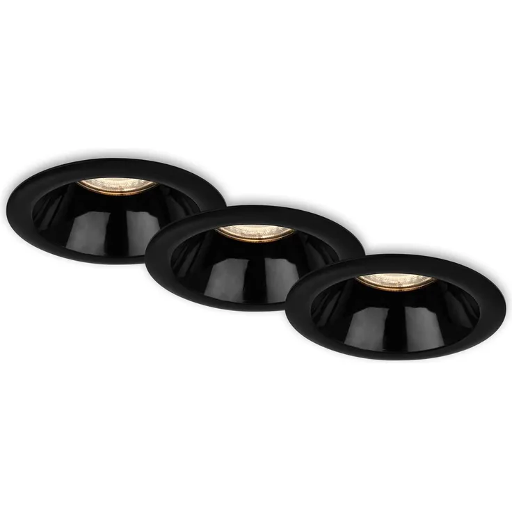 Di-Ka Einbauleuchte Fondo 3er Set schwarz Ø 9,5 cm GU10