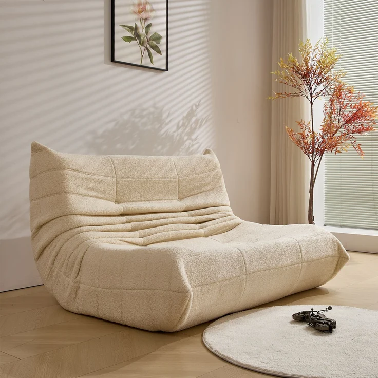 Loungesofa 149x114x82 cm, Beige, Teddy-Velours, ergonomisch, hochdichte Polsterung – Bild 2