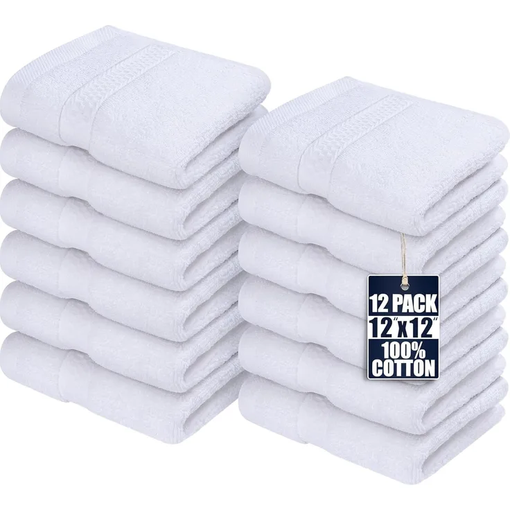 Utopia Towels - 12er Pack Seiftücher mit Aufhängeschlaufen 30x30 cm, aus 100% Baumwolle weiche und saugfähige Waschlappen für die Gesichtsreinigung (Weiß)