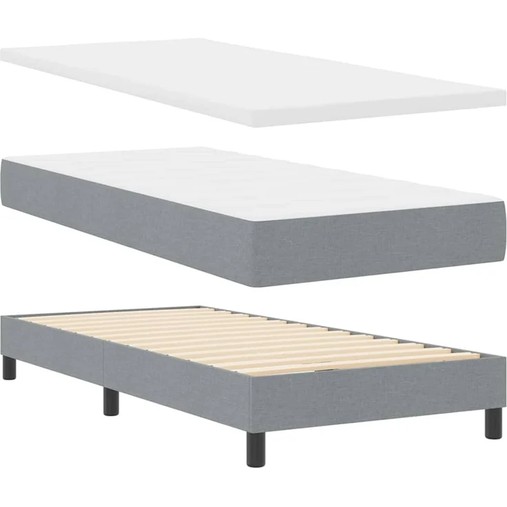 vidaXL Boxspringbett mit Kopfteil Hellgrau 90 x 190 cm Stoff 3340059 – Bild 4