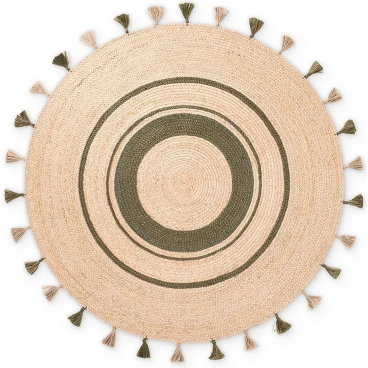 HANSE Home Teppich Basil, rund, Höhe: 7 mm, Jute, Handgemacht, Rund, Fransen, Wohnzimmerteppich, Naturteppich – Bild 2