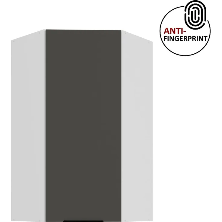 Küchen Eckhängeschrank 60x60 cm - Höhe 90 cm Küche ARIA Graphite ultra matt + Weiss matt, hochwertige Fronten mit Anti Fingerprint Beschichtung Küchenzeile Küchenblock