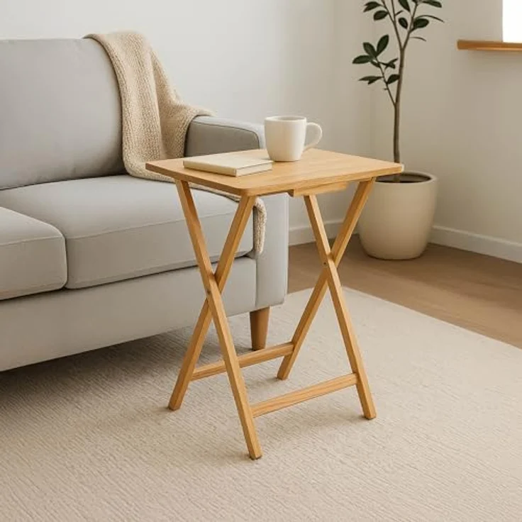 Home Vida Klappbarer Snack Tisch, Holz, Natur – Bild 3