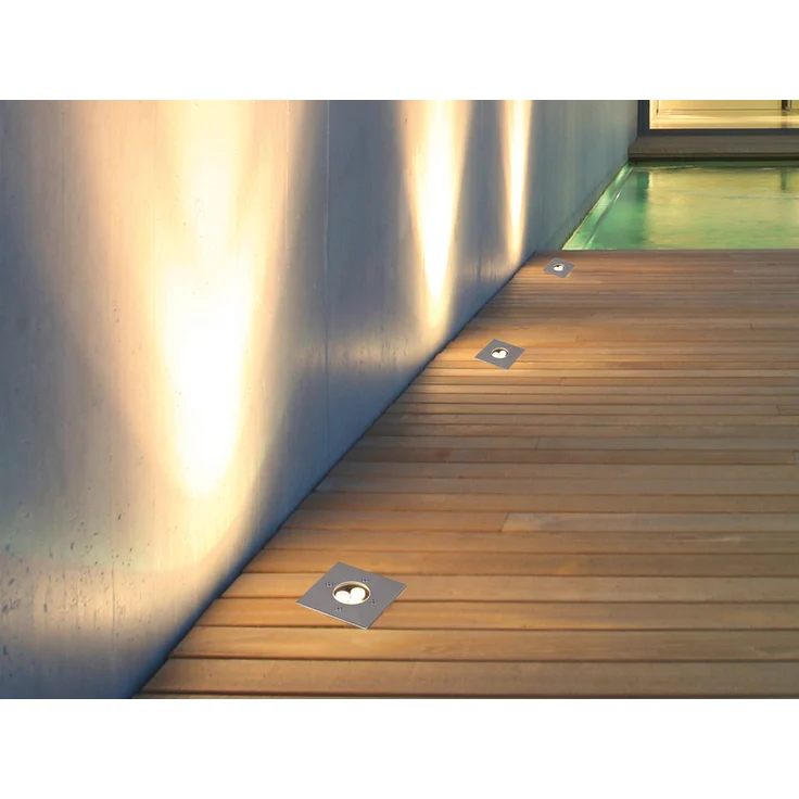 LED Bodeneinbauspot eckig 2er Set Edelstahl 11cm IP65 Bodenstrahler für Einfahrt – Bild 7