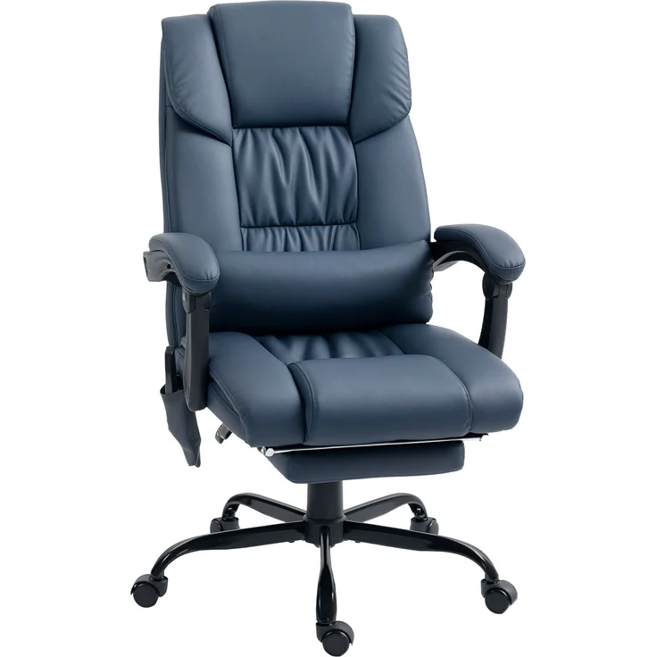 Massage-Bürostuhl, Fußstütze, höhenverstellbar, neigbare Rückenlehne, kabelgebundene Fernbedienung, 66 x 75 x 122 cm, blau – Bild 2