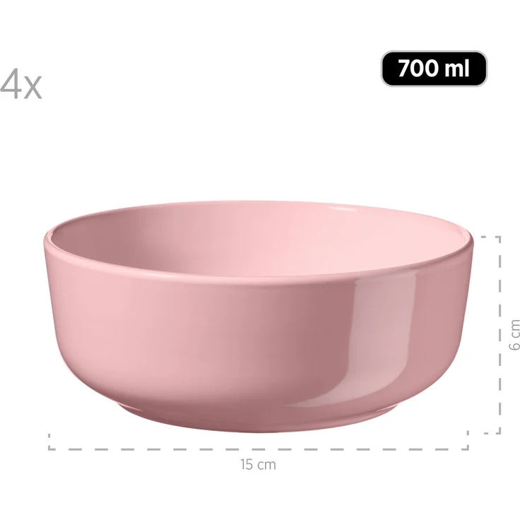 Geschirr Set für 4 Personen in modernem skandinavischem Design, 16-teiliges Kombiservice aus Keramik in Rosa – Bild 3