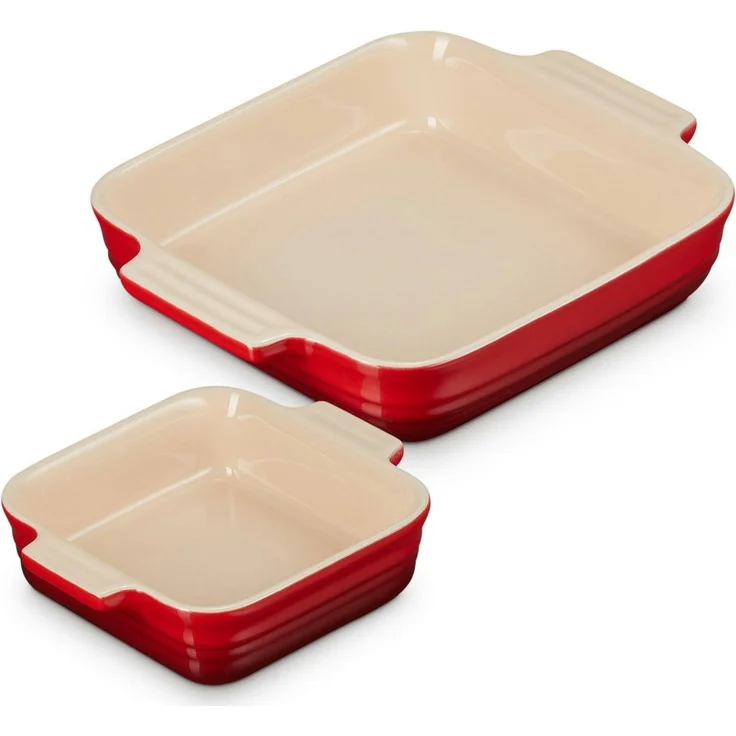 LeCreuset Auflaufform Klassik quadratisch 2er-Set Kirschrot – Bild 1
