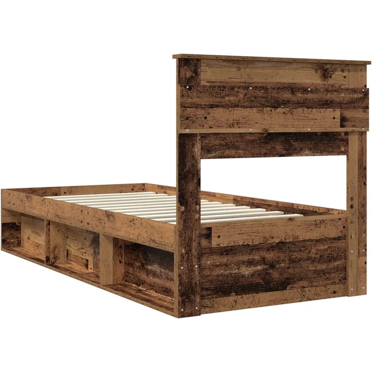 vidaXL Bettrahmen Altholz 75 x 190 cm Massives Kiefernholz 3409821 – Bild 8