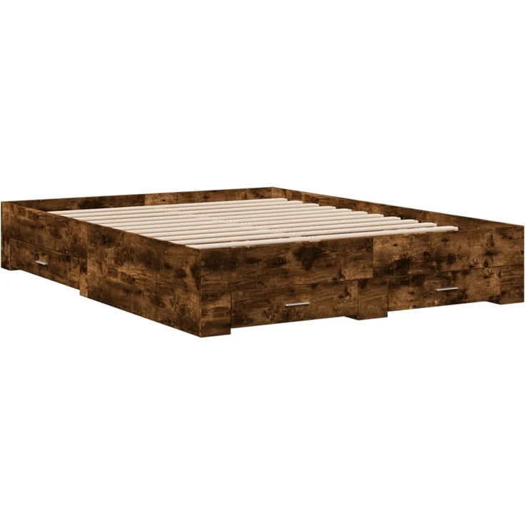 vidaXL Bettgestell mit Schubladen Räuchereiche 140x200cm Holzwerkstoff 3280388 – Bild 3