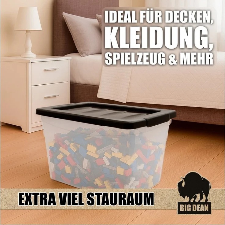 BigDean 3x30 L Aufbewahrungsbox mit Deckel Budget Line Plastikbox mit Deckel Aufbewahrungsboxen – Bild 2