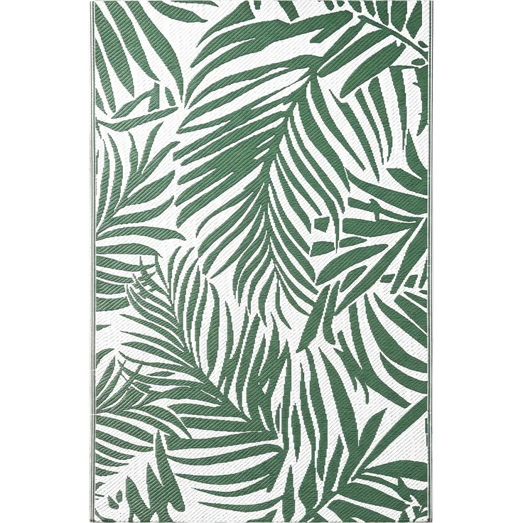 MELAYR, Outdoor Teppich Wendbares Wetterfest Outdoorteppich Carpet mit Blätter-Muster, 152 x 243 cm Dunkelgrün – Bild 2
