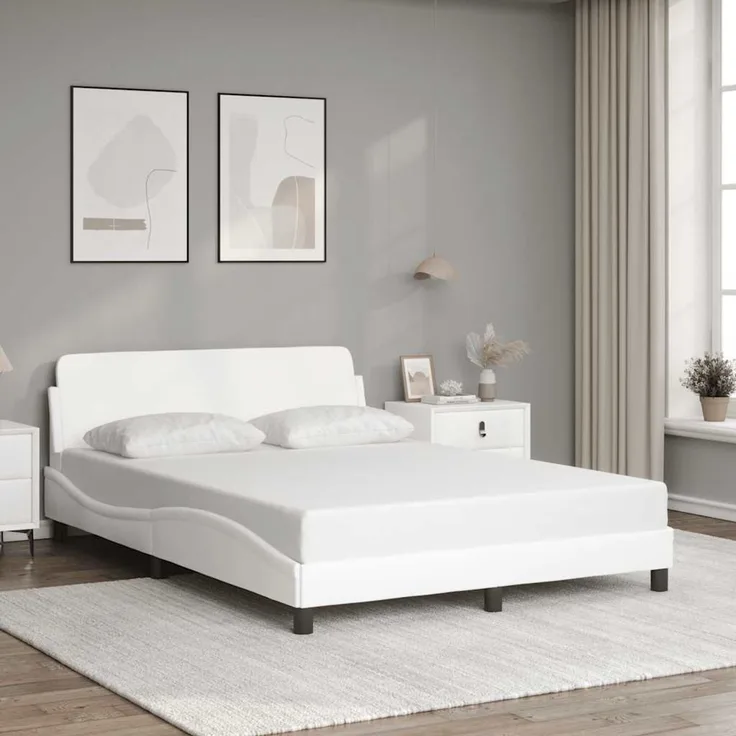 vidaXL Bettgestell "Dover" Weiß 137x190 cm Kunstleder 373286