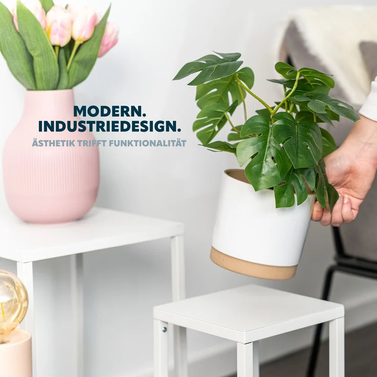 Blumenhocker 4er-Set, Metall-Blumenständer, Blumensäule weiß – Bild 5