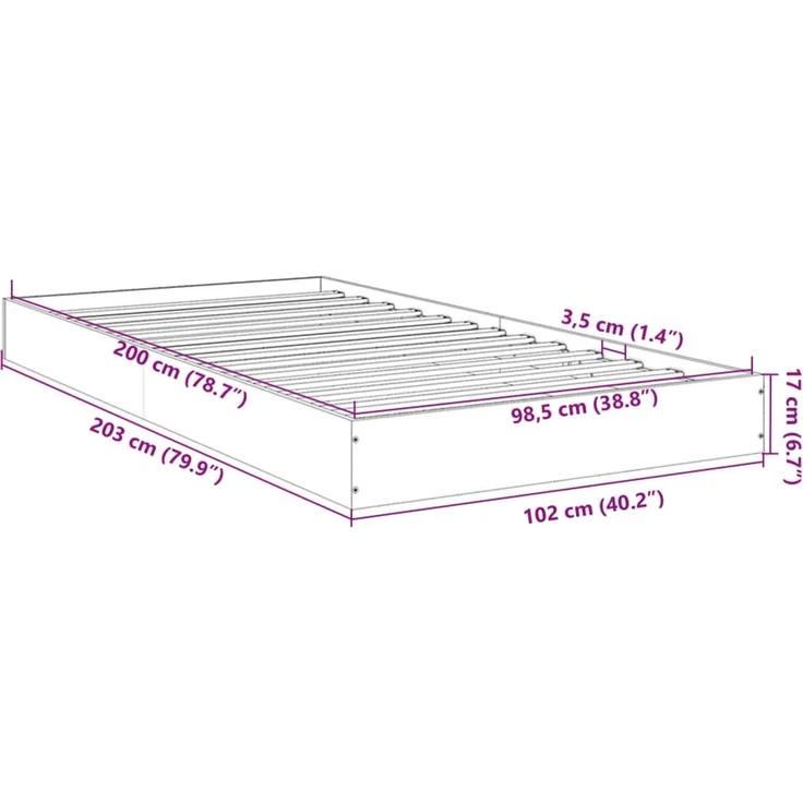 vidaXL Bettgestell Schwarz 100x200 cm Holzwerkstoff 842057 – Bild 10