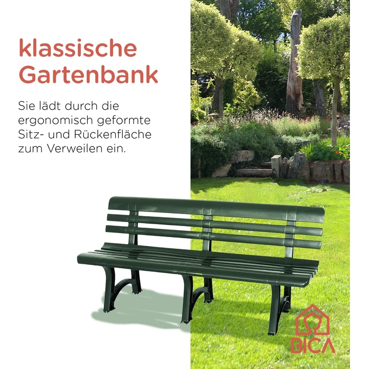 BICA Gartenbank Olimpia grün | wetterfest | Ideal für Garten, Outdoor | Sitzbank, Parkbank – Bild 6