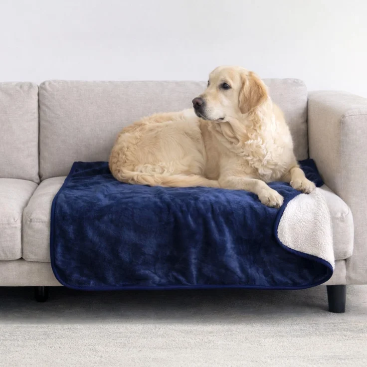 Dreamzie - wasserdichte Hundedecke Flauschig - 80x100cm - Marineblau