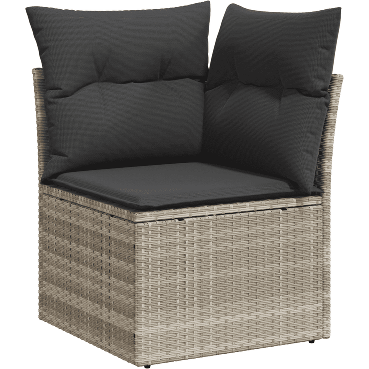 vidaXL 3-tlg. Garten-Sofagarnitur mit Kissen Hellgrau Poly Rattan 3217472 – Bild 4