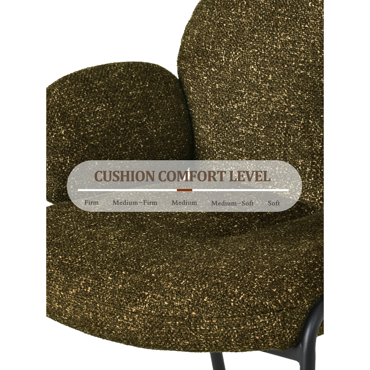 GOEURVANT 1235 Esszimmerstühle 6er-Set mit Armlehnen, Polsterstühle, Bouclé - Olivgrün – Bild 9