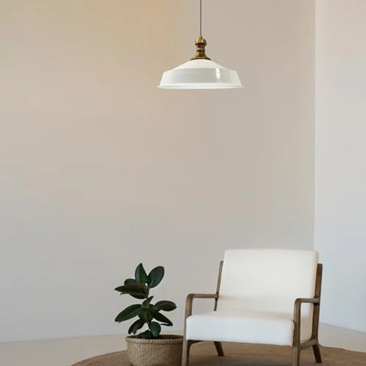 Bamyum Pendelleuchte Metall Ø41 cm, Weiß innen weiß, E27, Vintage Lampe, ohne Leuchtmittel – Bild 4