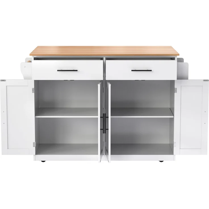 Servierwagen mit klappbarer Tischplatte, 120x46(70)x91 cm, weiß, mit Rollen und austauschbaren Holzbeinen, ideal für Küche und Esszimmer – Bild 8