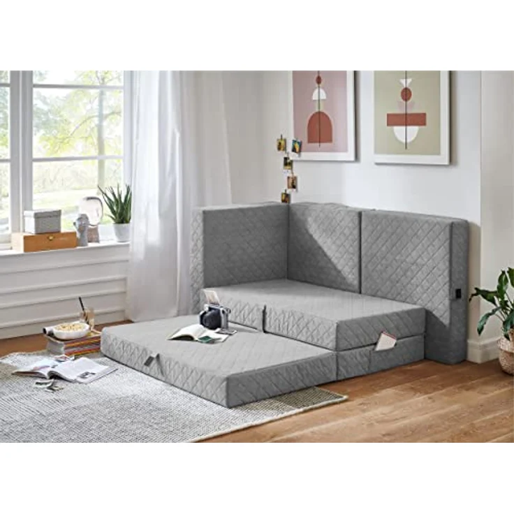 ATLANTIC home collection Falthocker Lenny, 115/195/15 cm, Grau – Bild 4