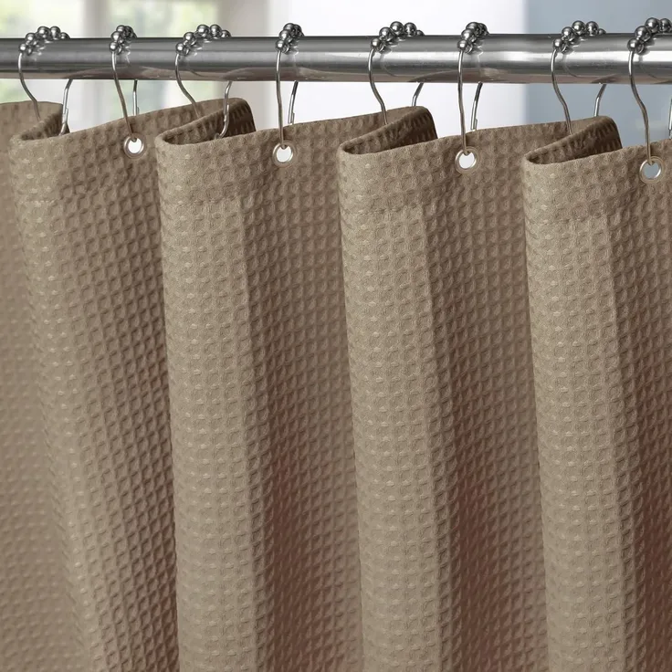 Waffel Duschvorhang Metallringe Textil Badewannenvorhang Wasserdicht 92x182cm