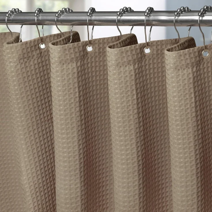 Waffel Duschvorhang Metallringe Textil Badewannenvorhang Wasserdicht 92x182cm – Bild 1