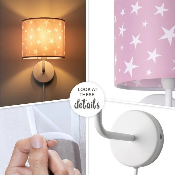 Paco Home Wandleuchte Capri 315, ohne Leuchtmittel, Lampe Kinderzimmer Babyzimmer âˆ…18cm Sterne Kabellänge 3m E14 – Bild 3