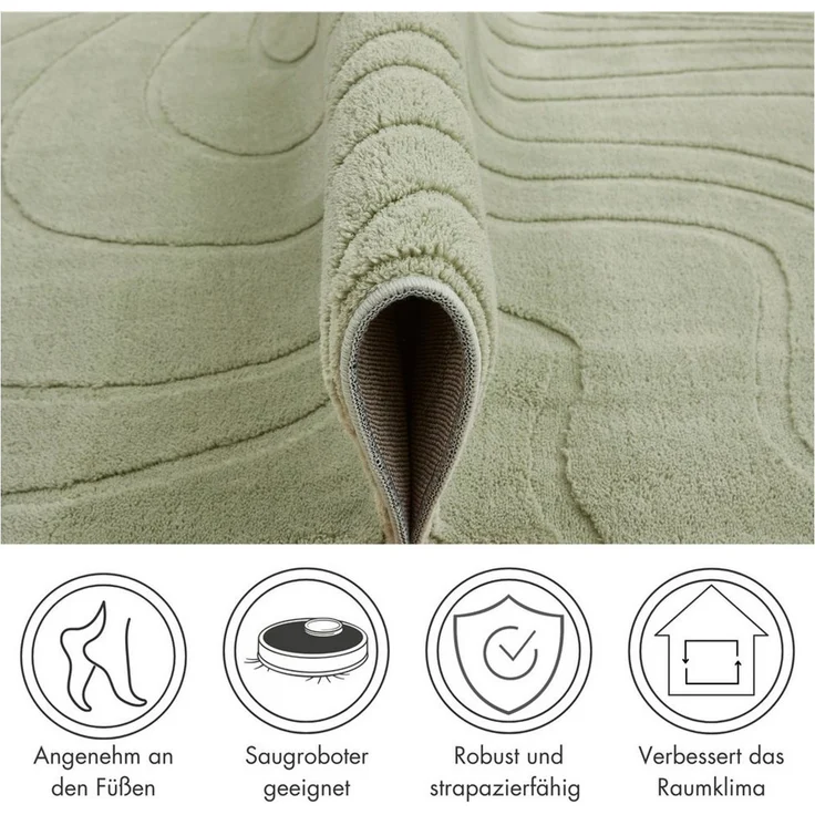 Andiamo Teppich Dale, rechteckig, Höhe: 10 mm, Uni Farben, Hoch-Tief-Struktur, Carving-Effekt, Wohnzimmer – Bild 2