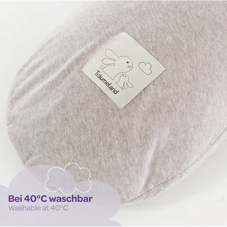 Träumeland Bezug für Sillkissen, 180 cm, atmungsaktiv & waschbar, 100 % Baumwoll-Jersey, Beige – Bild 2