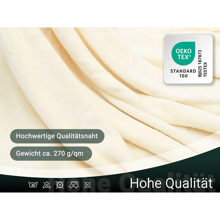 ZOLLNER Kuscheldecke, 100% Polyester, 150x200 cm, creme – Bild 4
