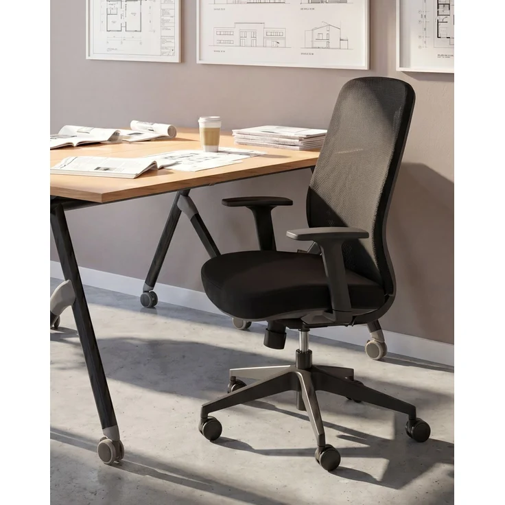 Bürostuhl ZELAR Stoff Schwarz – Bild 3