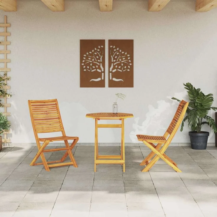 vidaXL Klapp Bistro Set 3 stk. Braun Massivholz Akazie 3375698 – Bild 4