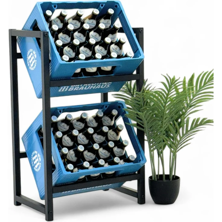 DanDiBo Getränkekistenregal 2 Kisten Schmal Metall Stehend 96475 Getränkekistenhalter 47 cm Getränkekistenständer Flaschenkistenregal – Bild 1