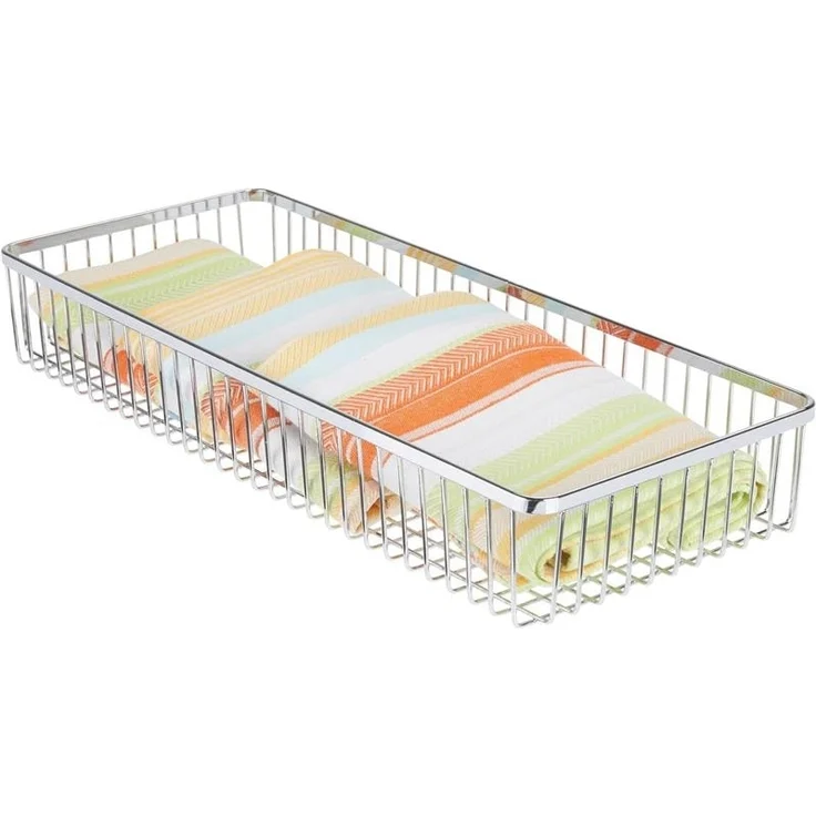 mDesign Schubladenkasten Aufbewahrungskorb Organizer 4er Set Metall Silber – Bild 7