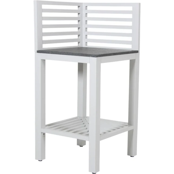 Outdoor Küche Bellac Eck-Element von Brafab aus Aluminium und Stein, modern, Weiß und Grau, für Deinen Garten – Bild 1