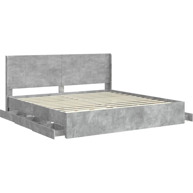 vidaXL Bettgestell mit Stauraum und Kopfteil Betongrau 180 x 200 cm 3413926 – Bild 5