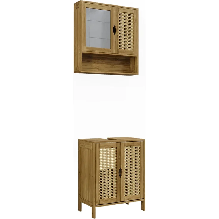 Badmöbel-Set Liora Bambus 2-teilig Vicco – Bild 1