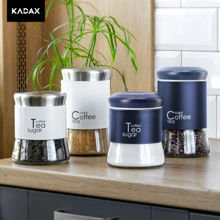 KADAX Glasbehälter für Kaffee, Tee, Zucker, mit Deckel, Küche, 1 l + 0,75 l – Bild 6