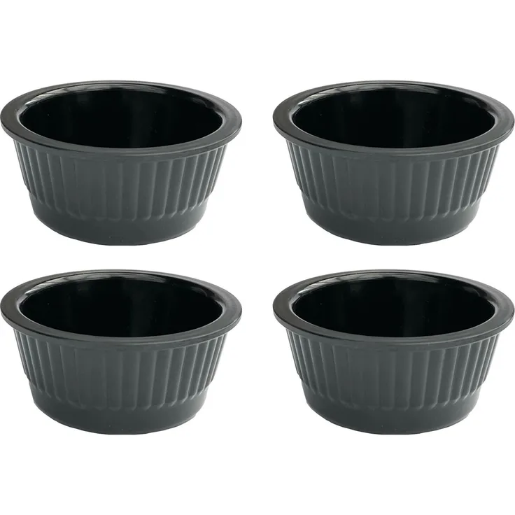 4x Saucenschälchen Set Snackschalen Schwarz Dipschale Rund Melamin Schälchen 751