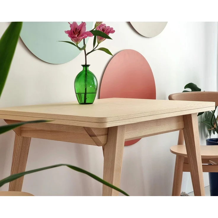 Ragaba rechteckiger ausziehbarer Tisch, MDF & Massives Eschenholz, 90x65 cm, Esche natur, Esche natur – Bild 7