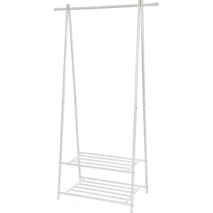 Songmics Kleiderständer 2 Ablagen Metallgestell platzsparend weiß HSR05W