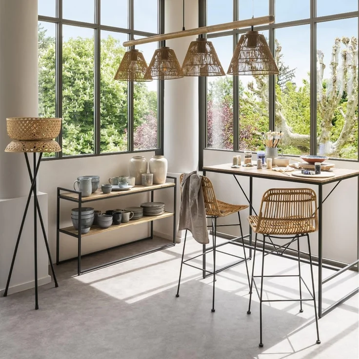 Atmosphera - Barstuhl Kubu - Metall und Rattan - Beige – Bild 2