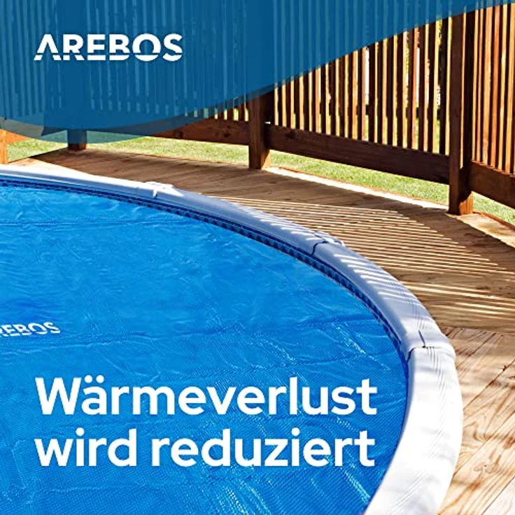 Arebos Pool Solarabdeckplane rund Ø 3,66 m Blau | Solarplane Stärke 120 µm | Solarfolie zuschneidbar | Poolheizung Wassererwärmung | Wärmeplane – Bild 5